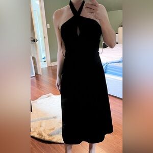 NWT Ralph Lauren Velvet Black Halther Midi Dress